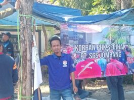 Tuntut Mediasi PHK 1.286 Buruh PT SGS, Puluhan Pekerja Dirikan Tenda di Depan Disnaker Jombang