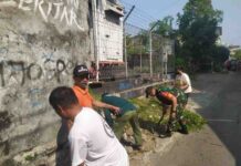 Semangat Gotong Royong Terus Dijaga, Babinsa Koramil Ampel Bersama Warga Bersihkan Jalan Desa