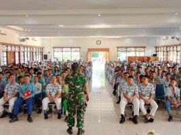 Danramil Kota Boyolali Tanamkan Jiwa Nasionalisme kepada Siswa Baru SMAN 1 Boyolali